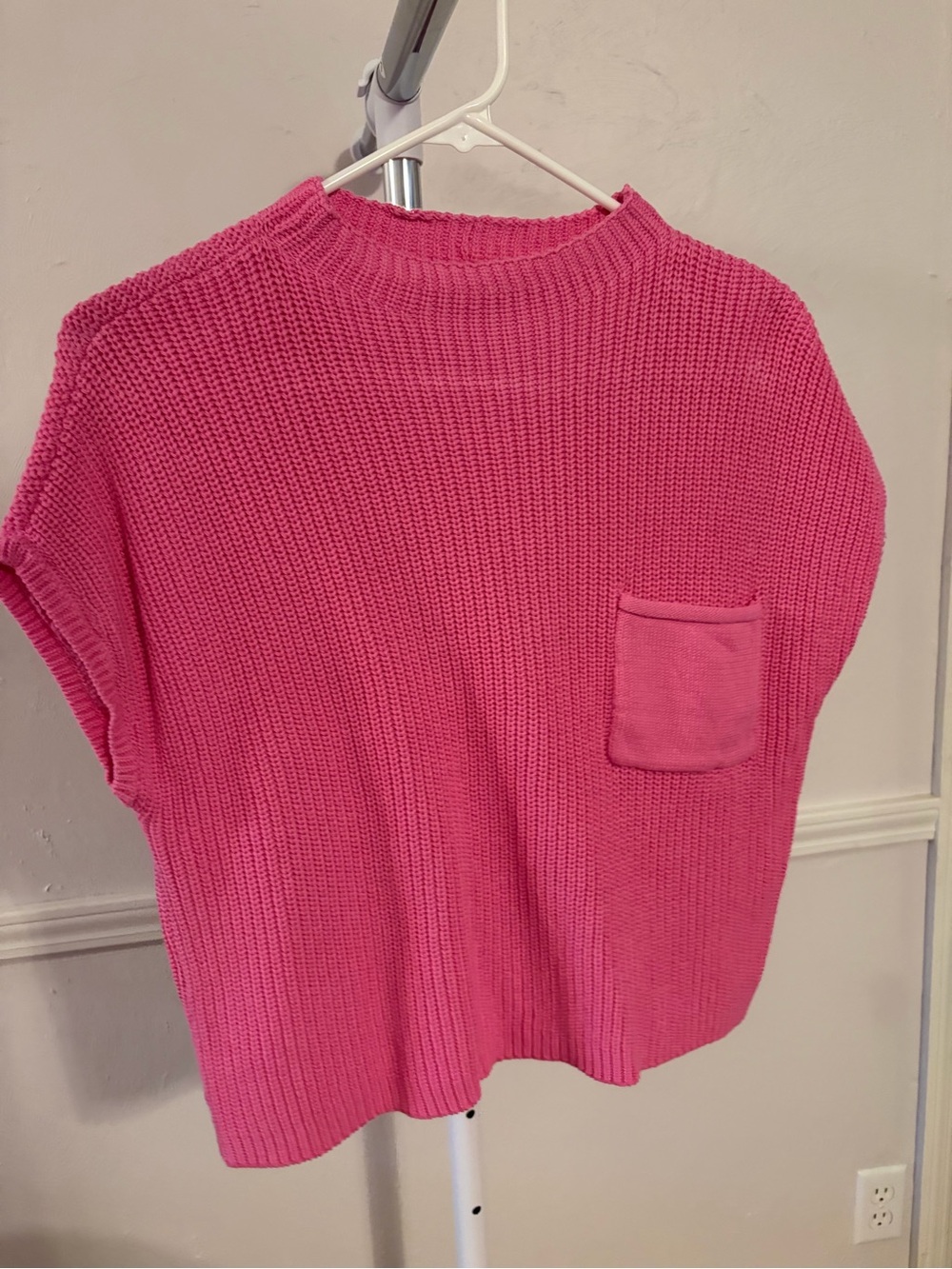 Zenana Hot Pink Knit with Patch Pocket